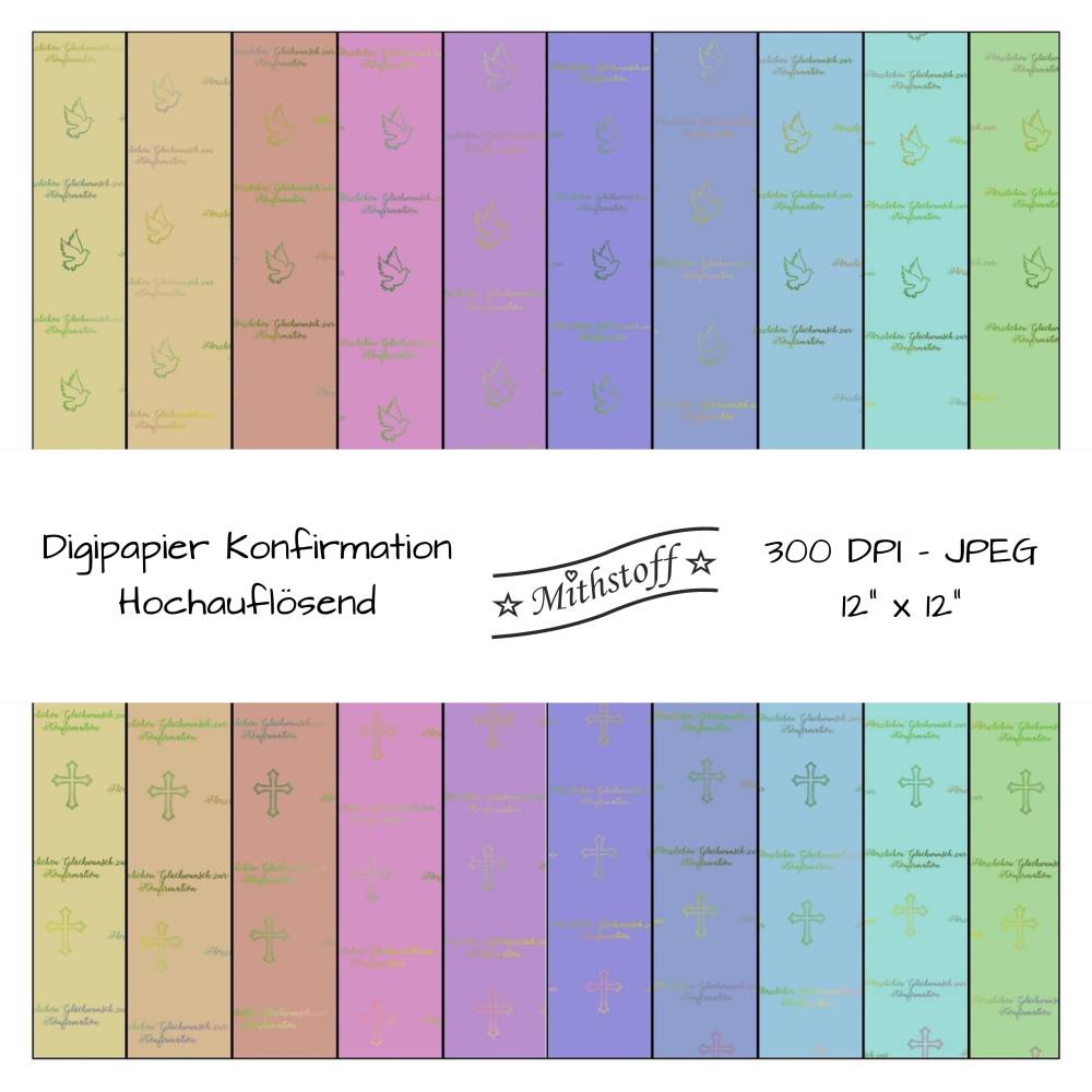 2 x 10 Digital Paper - Digipapier -  Konfirmation - JPEG - 12 Zoll - 300 DPI Bild 1