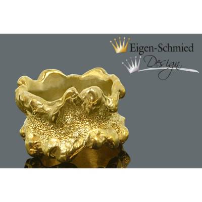 Goldschmiedering "fine crushed" Sterling Silber mit 22-karätigen Goldplattierung, Damenring, Herren