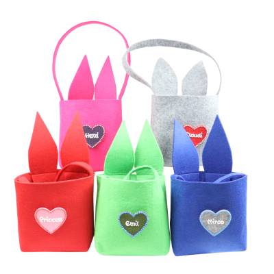 Filztasche mit Hasenohren und Hase personalisiert - Geschenk zu Ostern mit Name für Kinder - Filztasche in Filzherz
