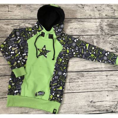 * Einschulung * cooler Hoodie / Sweatshirt gr.134/140 * Schulkind Sterne grün *