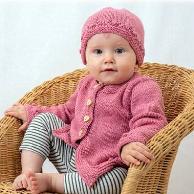 Strickanleitung Babyset Theresia, Strickjacke und Mütze in den Größen 62-92