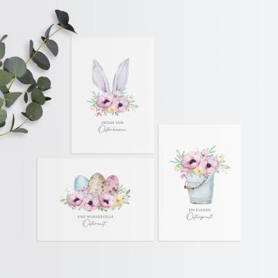 Osterkarten Set / DIN A6 Aquarell Geschenkkarten für Ostern / optional mit Umschlag