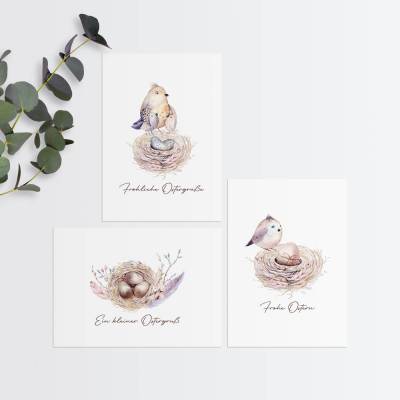 Osterkarten Set / DIN A6 Aquarell Geschenkkarten für Ostern / optional mit Umschlag