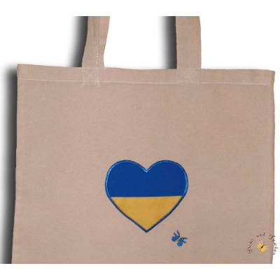 Bestickter Stoffbeutel Einkaufsbeutel Baumwolltasche Tragetasche statt Plastik Statement Frieden Liebe