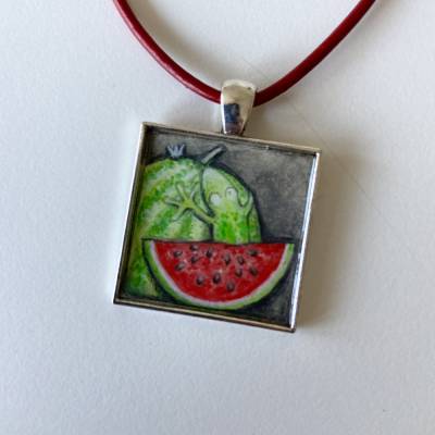 Kunzt am Hals, Anhänger mit Originalbild, Froschanhänger, Frosch Schmuck, Frosch Kette