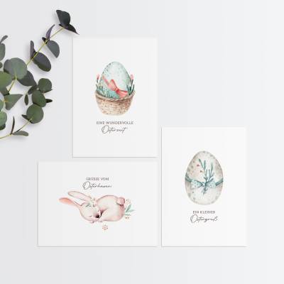 Osterkarten Set / DIN A6 Aquarell Geschenkkarten für Ostern / optional mit Umschlag