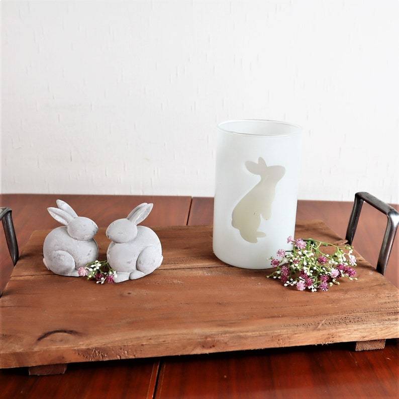 Ostern Windlicht Mit Hasen-Motiv - Oster Tischdeko Geschenk Für Frauen, Mama & Familie