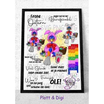 Plotterdatei und DigiStamp "Osterhahn" ,SVG, DXF, PNG, inkl. Digipapier und Sayings