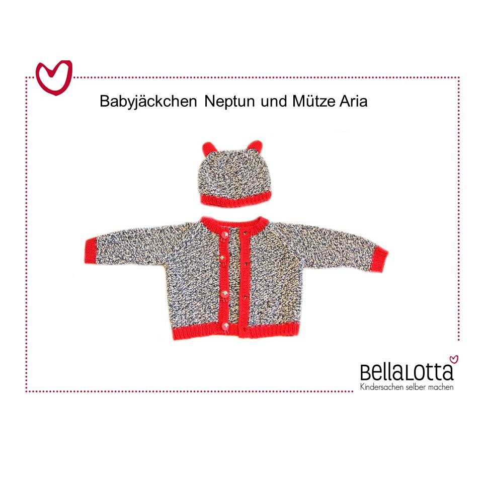 Strickanleitung für das Babyset Jacke Neptun und Mütze Aria, von 0 bis 36 Monaten Bild 1