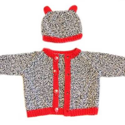 Strickanleitung für das Babyset Jacke Neptun und Mütze Aria, von 0 bis 36 Monaten