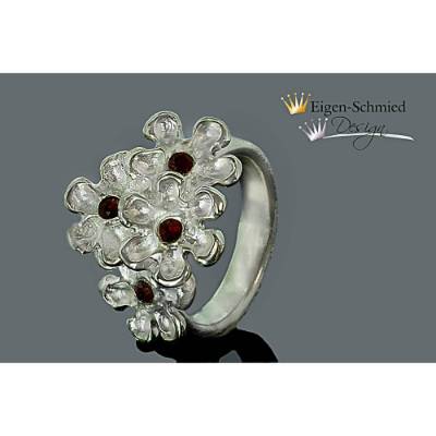Goldschmiede Blumenring "blooming flower" in 925er Sterling Silber, Silberring, handmade, Muttertag, Valentinstag