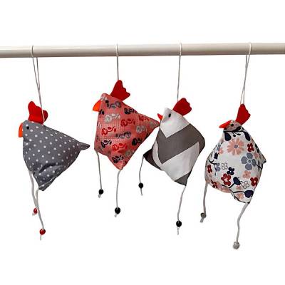 4-er Set "Verrückte Hühner", Osterhühner zum aufhängen 