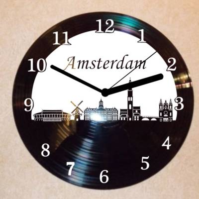 Amsterdam  Wanduhr Schallplattenuhr Schallplatte Wanduhr Vinyl