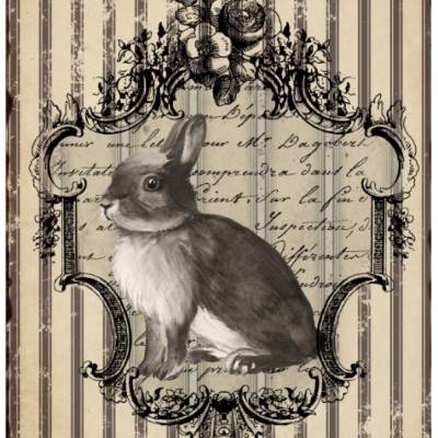 Bastelpapier - Decoupage-Papier - A4 - Softpapier - Vintage - Shabby - Hase - Ostern - Le Lapin - 12974