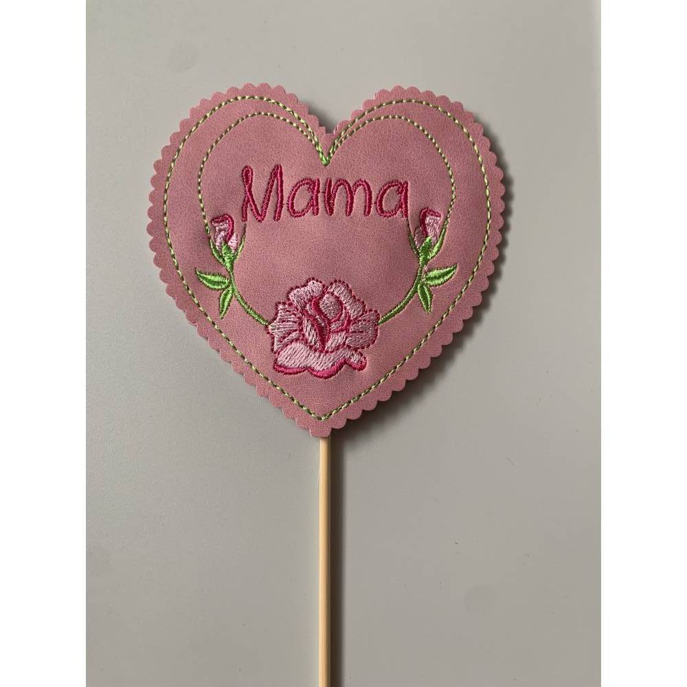 Stickdatei Set Mug Rug, Schokihülle & Anhänger mit Rose – Muttertag & Geburtstag – In the Hoop 13x18cm Bild 4