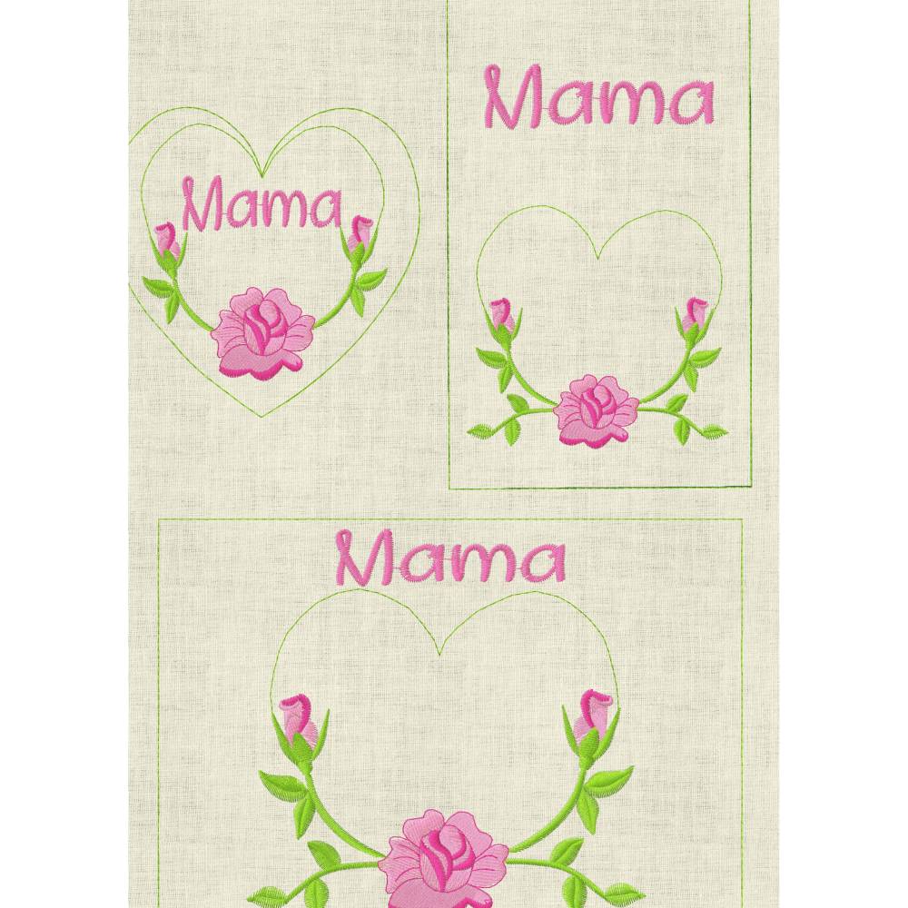 Stickdatei Set Mug Rug, Schokihülle & Anhänger mit Rose – Muttertag & Geburtstag – In the Hoop 13x18cm Bild 7