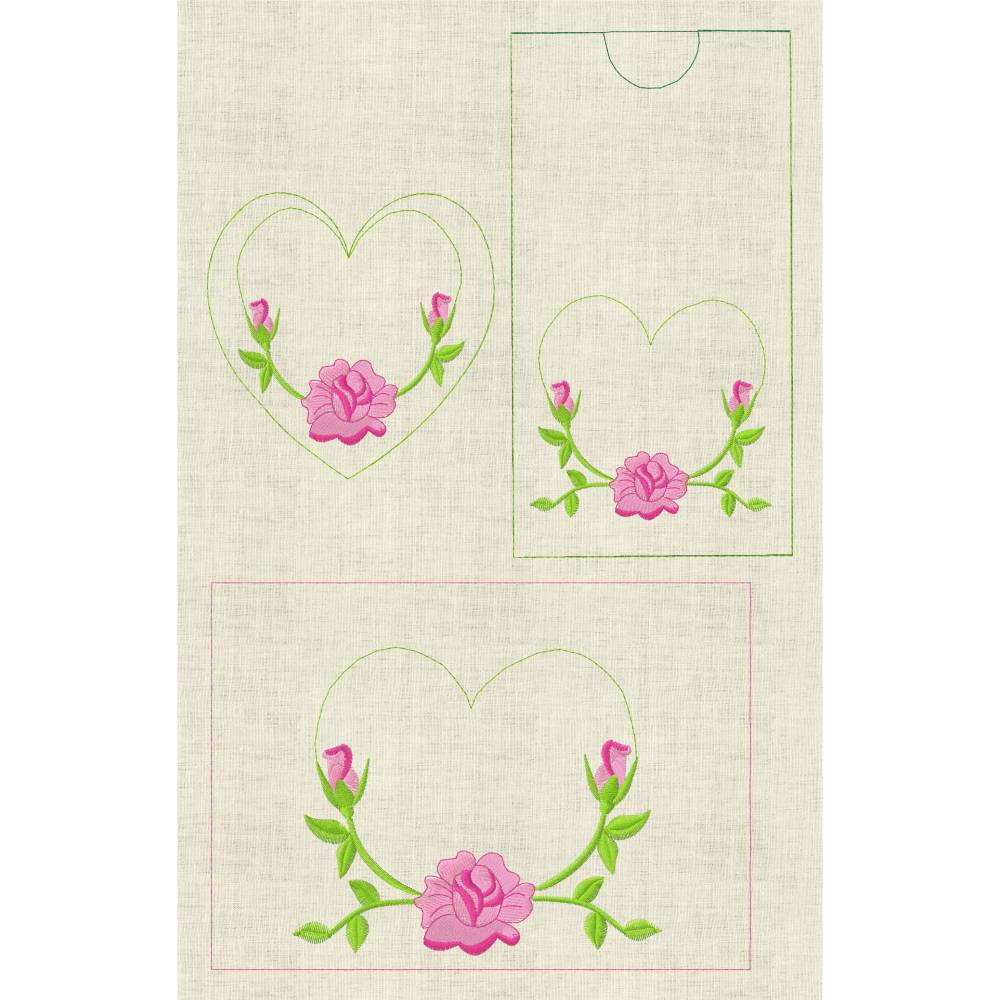 Stickdatei Set Mug Rug, Schokihülle & Anhänger mit Rose – Muttertag & Geburtstag – In the Hoop 13x18cm Bild 8