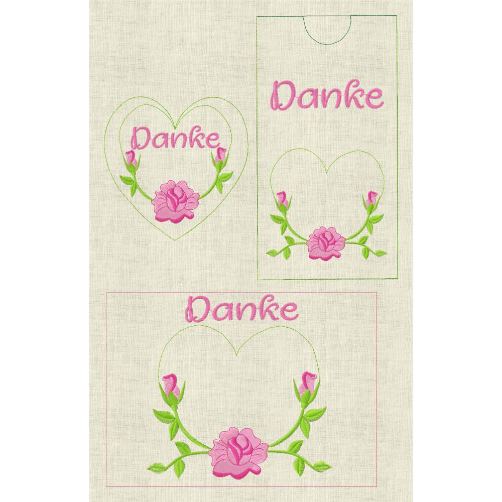Stickdatei Set Mug Rug, Schokihülle & Anhänger mit Rose – Muttertag & Geburtstag – In the Hoop 13x18cm Bild 9