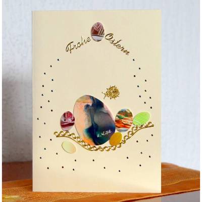 Wunderschöne Osterkarte als Unikat mit Encaustic-Malerei
