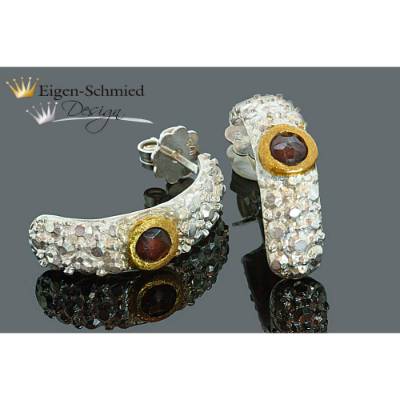 Goldschmiede Ohrringe "Frosted" Sterling Silber mit Teilvergoldung, Ohrstecker, Ohrschmuck , Silberschmuck
