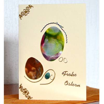 Aparte Osterkarte als Unikat mit Encaustic-Malerei
