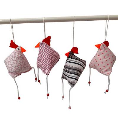 4-er Set "Verrückte Hühner", Osterhühner zum aufhängen 