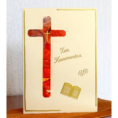 Zauberhafte Kommunionkarte - Unikat mit Encaustic-Malerei