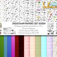 Essen Lebensmittel Einladung Gutschein Digibundle Set mit Digistamps und Digipapers SVG DXF PNG JPG