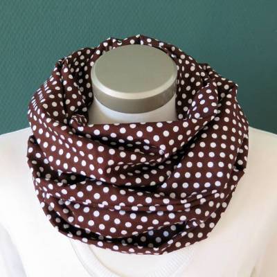 Loop Schal Damen Baumwolle Punkte braun weiß Schlauchschal Baumwollschal