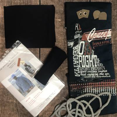 NÄHSET NÄHPAKET: Herren Hoodie - Royal Cup  * Schnittmuster UND Stoff von Nautistore mit Tüddel