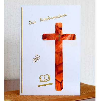 Unikat - Konfirmationskarte mit Encaustic-Malerei 