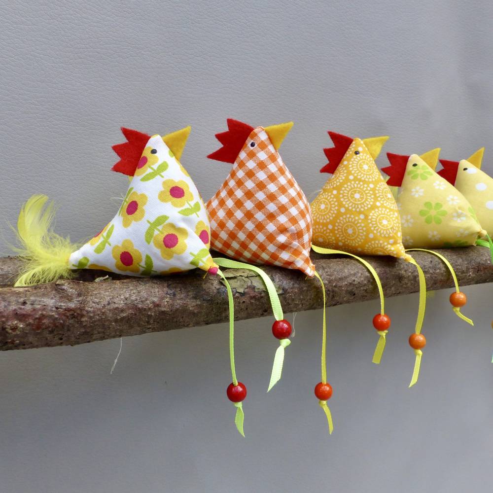 Hühner, Osterdeko, 6 St. Stoffhühner Bild 2