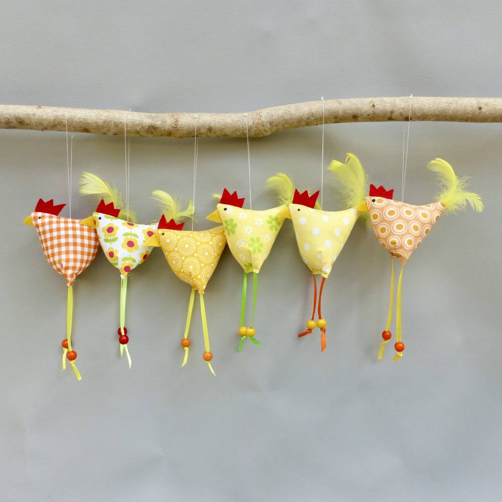 Hühner, Osterdeko, 6 St. Stoffhühner Bild 4