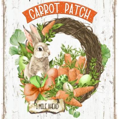 Bastelpapier - Decoupage-Papier - A4 - Softpapier - Vintage - Shabby - Hase - Bunny - Carrot Patch - Ostern - 12945