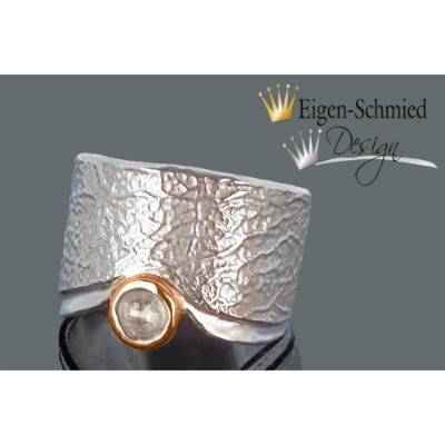 Goldschmiede Silberring "Gleam of hope" , handgefertigtes Unikat, Ring Silber breit, Damenring, Verlobungsring