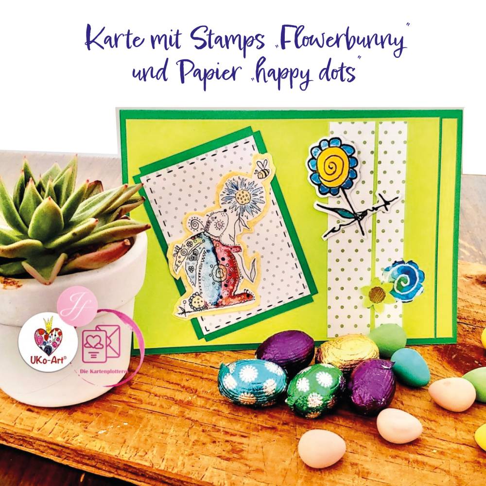 Digistamps Ostern Osterhase "Flowerbunny", basteln Scrapbook, DIY Karten