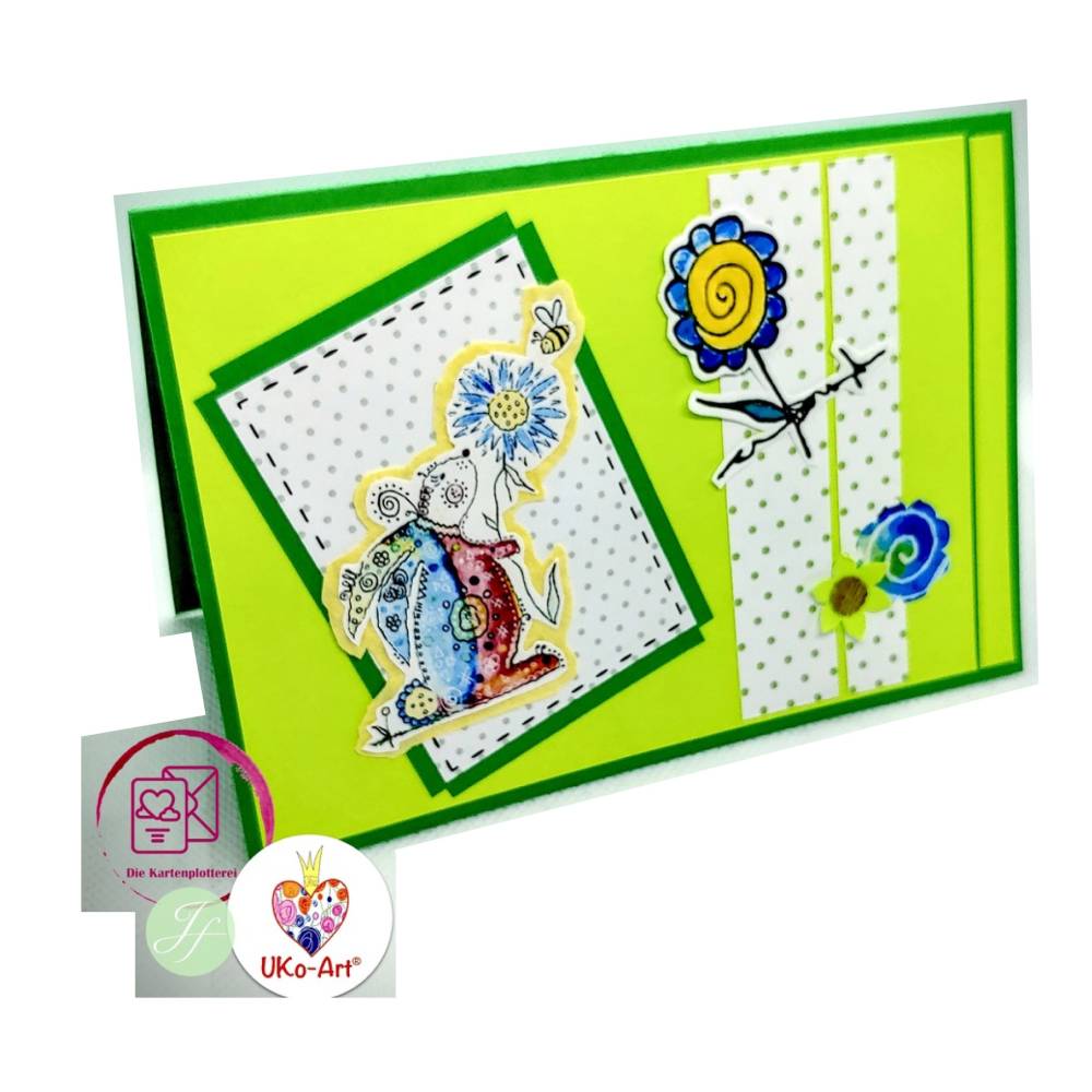 Digistamps Ostern Osterhase "Flowerbunny", basteln Scrapbook, DIY Karten