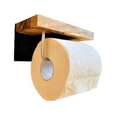 WC-Rollenhalter "MAINZ" aus Olivenholz mit Handy-Ablage