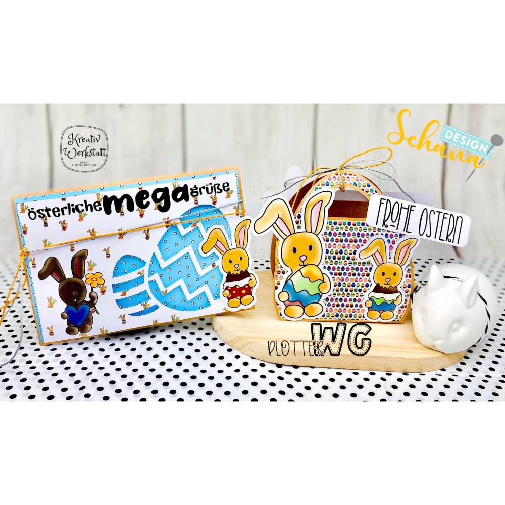 Ostern Osterhase Set Digistamps und Digipaper Plotterdatei Scrapbooking Basteln zu Ostern PNG JPG SVG Bild 2