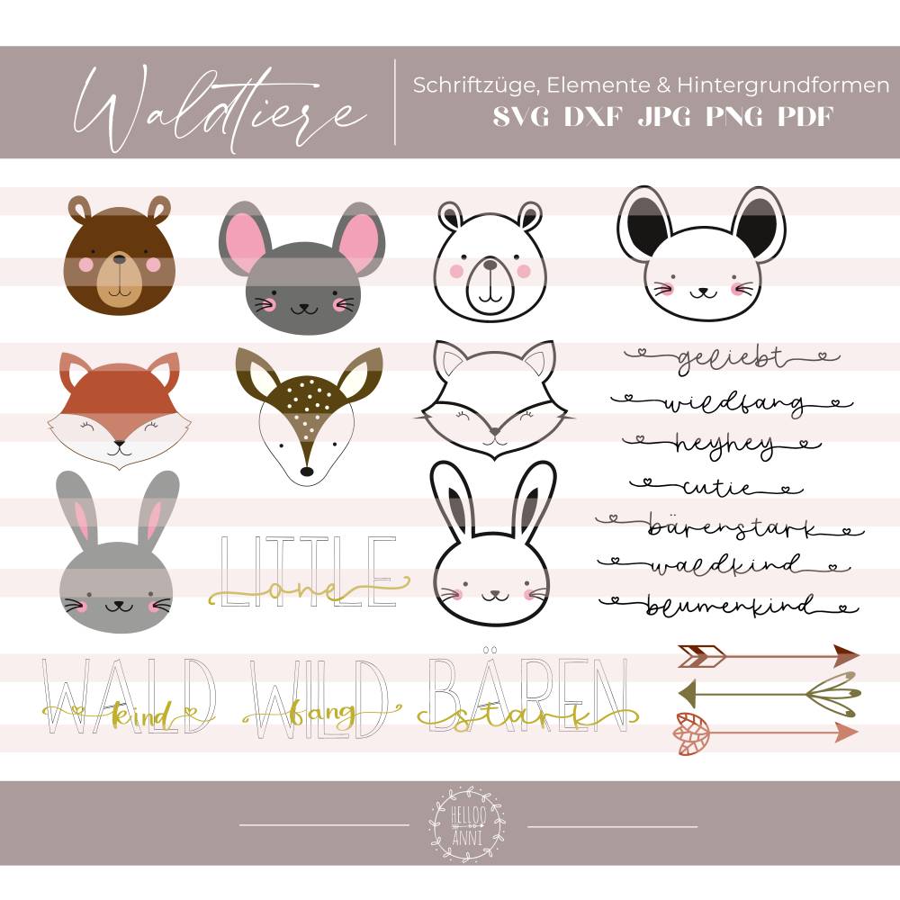 Plott & Stick "Waldtiere" Plotterdatei mit Stickvorlagen- und Anleitung - Reh, Maus, Fuchs, Hase, Bär Bild 2