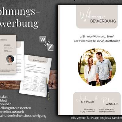 Wohnungsbewerbung | Paar, Single & Familie | Wohnungs Bewerbung Vorlage "Berlin"