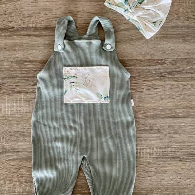 Baby Latzhose mit Turban Mütze Größe 68