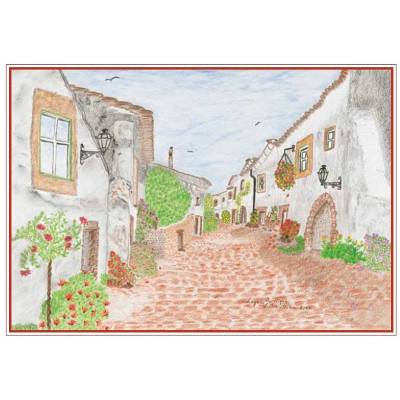Kunst–Doppelkarte - „Lagos / Portugal“ - bewusst ohne Textvorgabe - Design  Ulrike Kröll.