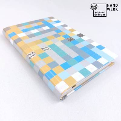 Notizbuch, 20 x 13 cm, upcycling, 104 Blätter aus zerschnittenen Briefumschlägen, fadengeheftet, handgefertigt