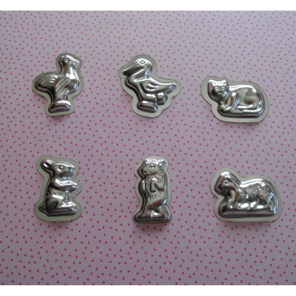 Kleine Backformen in Tierform aus Metall Vintage aus den 1970er oder 1980er Jahren
