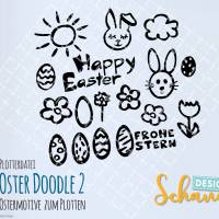Ostern Doodle Set 2 Frohe Hase Frühling SVG Plotterdatei Vektorgrafik dxf eps Digistamp png jpg pdf lasercut basteln