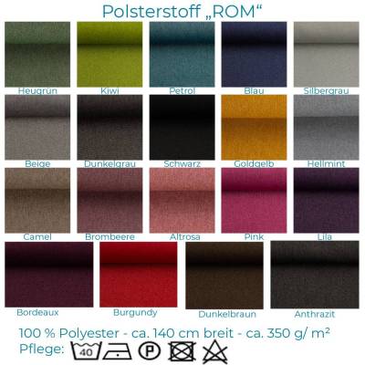 Robuster Polsterstoff "ROM"- 100 Prozent Polyester - ca. 140 cm Breite- ca. 350 g/ QM - Meterware - 19 Farben me