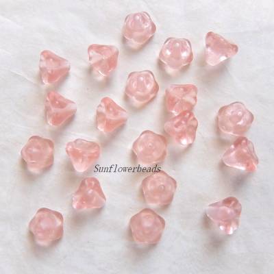 20 Glasblüten rosa, rose transparent, Trichterblüten, Glockenblumen