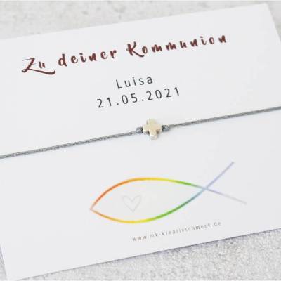 Armband Kommunion personalisierter Karte Geschenk zur Kommunion Mädchen Junge