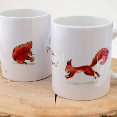 Frühstückstasse mit Eichhörnchen, Tasse Personalisierbar, Geschenk Tasse